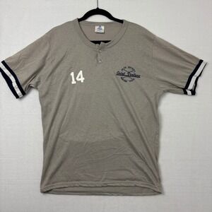 Vintage Joint Venture Softball Garland Texas Henley Baseball Shirt Gray Mens L